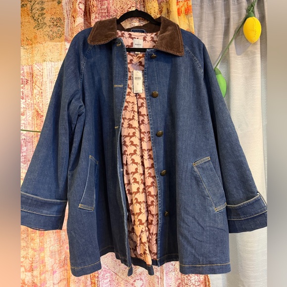 Anthropologie Jackets & Blazers - NWT Women’s Size Medium Anthropologie Blue Denim Jacket with Corduroy Collar